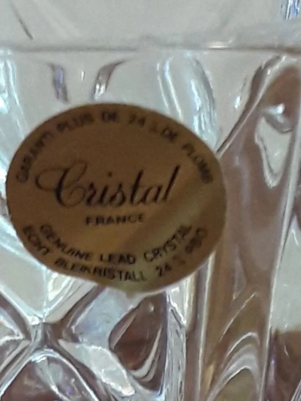 Vintage Cristal France Flower Vase Cross Hatch Pattern
